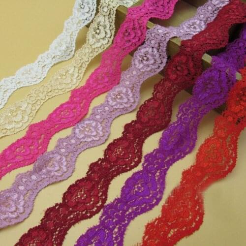 5yards/Lot 3cm Stretchy Hollow Out Floral Lace Ribbon DIY Crafts Fabric Lace Tape Dress Clothing Top Bra Material Lace Trimming