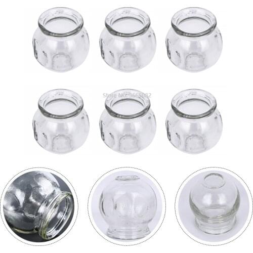 6 Pcs Fire Glass Cupping Chinese Medical Glass Cupping Instrument Treatment Kit For Health Care Vacuum Cupping Therapy Jar