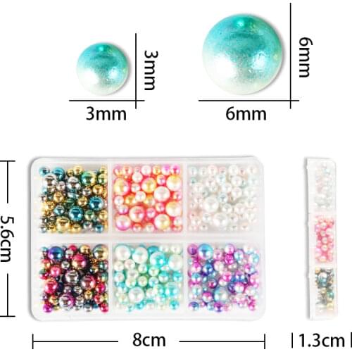 Colorful Mermaid Round Bead Nail Decorations Mixed Size Plastic Pearl Nail Art Rhinestone Supplies For DIY Manicure Design