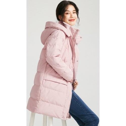 White duck hooded jacket, winter womens down coat, warm parka, veste femme, g1170152