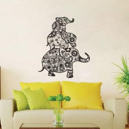 Free Shipping Ganesha Elephant Pattern Bedroom Vinyl Indian Wall Sticker PVC Removable Wall Mural Y-530