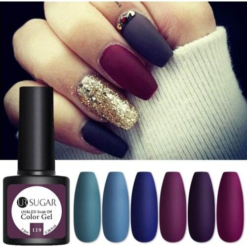 UR SUGAR 7.5ml Color Gel Nail Polish Matt Base Top Coat Purple Blue Autumn Gel Varnish Soak Off Semi Permanent Nail Art UV Gel