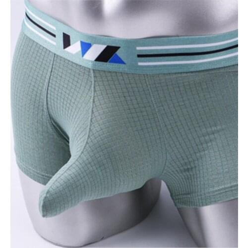 Mens Ice Silk Underwear Fun sexy Man boxers gay penis boxer shorts sleepwear panties U convex separation type men shorts
