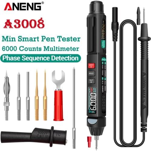 ANENG A3008 Digital Multimeter Auto Intelligent Sensor Pen Tester 6000 Counts NonContact Voltage Meter Multimetre polimetro