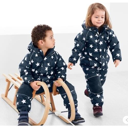 Childrens ski suit boys and girls one-piece baby winter plus cotton to keep warm ski suit one-piece suit snow and wind