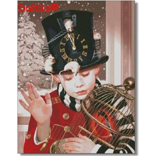 Boys and birds Magic children Arts Needlework Embroidery DIY Cross Stitch Kits Crafts 14CT Unprinted Home Decor Handmade