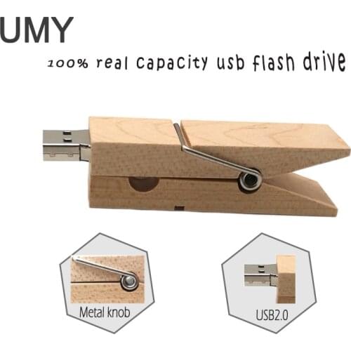 USB flash drive wooden clamp pen drive 4GB 8GB 16GB 32GB 64GB real capacity memory stick personalized gift pendrive flash drive