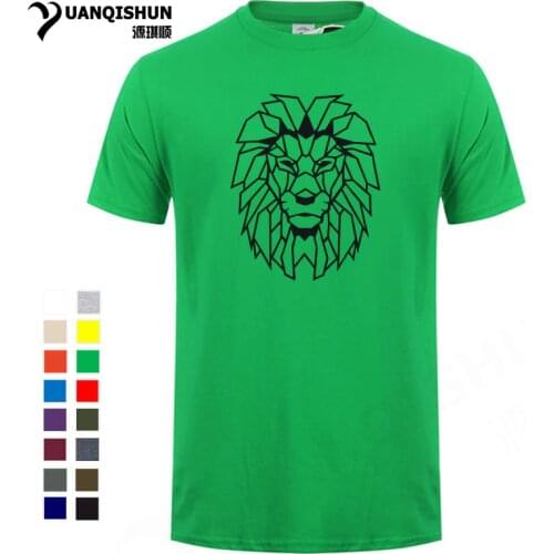 Geometric Animal Tshirt Lion Head Art Line Design T-shirt 2018 Hot Mens Fashion Cotton T-Shirt Teen Fashion Street Clothing