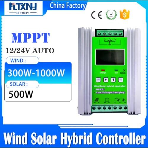 Wind Solar Hybrid System MPPT Charge Controller 500w Wind 300w 500W 800W 1000W 12V 24V Auto Regulator Home Use Wind Generator