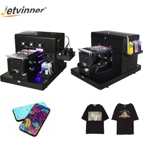 Jetvinner 1pc UV Printer for Phone Case and 1pc Flatbed Printers for White and Dark Color T-shirt Print Machine