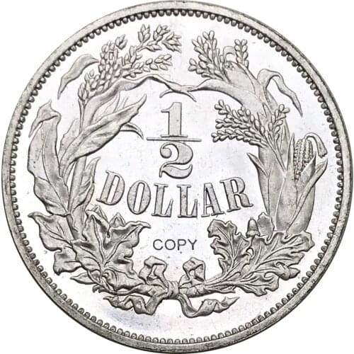 United States of America 1859 Liberty 50C Half 1/2 Dollar Brass Plated Silver Copy Coins