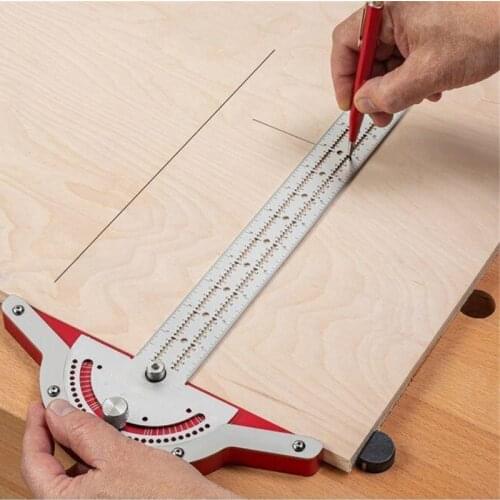 High-precision Scale Ruler 10-20 Inch T-Type Hole Ruler Stainless Steel Woodworking Scribing Mark Line Gauge Measuring Tool