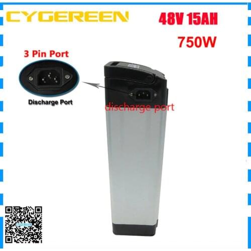 750W 48V 15AH lithium ion battery 48 V silver fish electric bike bicycle scooter Bateria with 54.6V 2A Charger Free customs duty