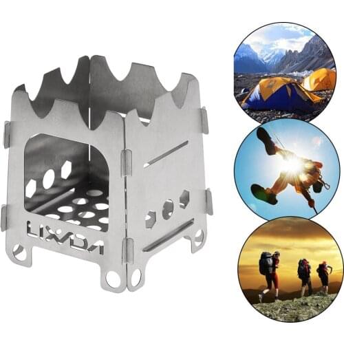 Lixada Titanium Outdoor Camping Stove Portable Ultralight Folding Wood Stove Pocket Stove Camping Fishing Hiking