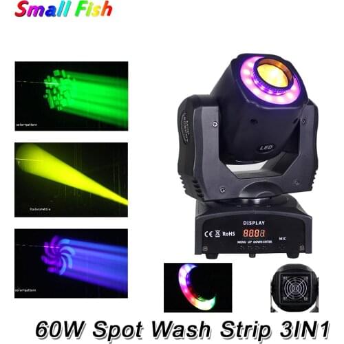 Mini 60W Spot Wash Strip 3IN1 LED Gobo Moving Head Light With Pattern Board High Brightness DJ Disco Club Stage Light DMX 512