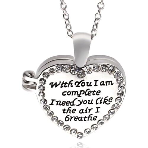 Fashion Jewelry I need you like the air I breathe Love-shaped Band Pendant Necklace Party For Girlfriend Mothers Day Gifts