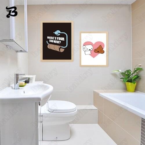 Cartoon Funny Bathroom Decoration Wall Art Canvas Painting Toilet Paper Joke Quote Wall Pictures Modern Poster Lavatory Decor
