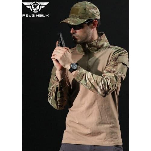 Mens Camouflage Long Sleeve Military Outdoor Wear Military Training Long Sleeve 5 Styles Cool Stand Collar Zipper Tactical Top