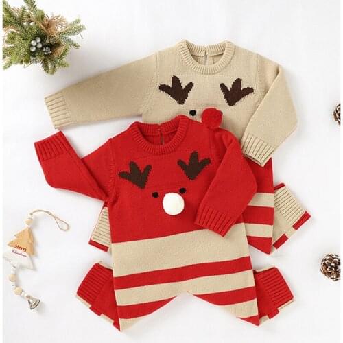 2021 New Christmas Cute Newborn Baby Clothing Autumn Winter Jumpsuit For Kid Bodysuit KnittedToddler Boys Girls Romper 0-2 Years