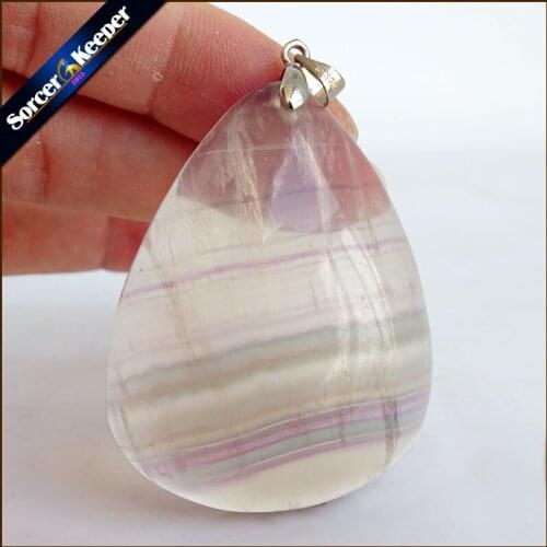 Wholesale Real 100% Natural Rainbow Fluorite Crystal Polished Mineral Specimen Polished Reiki Healing Pendant Necklace QS304