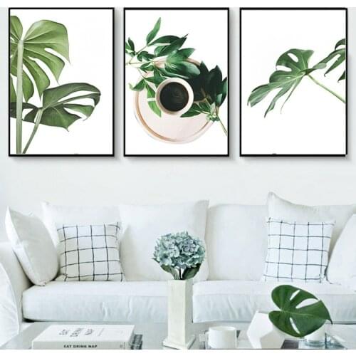 Palm Leaf Art Fresh Monstera Leaf Poster Nordic Canvas Painting Prints Modern Decoration Maison Kitchen Living Room Home Decor