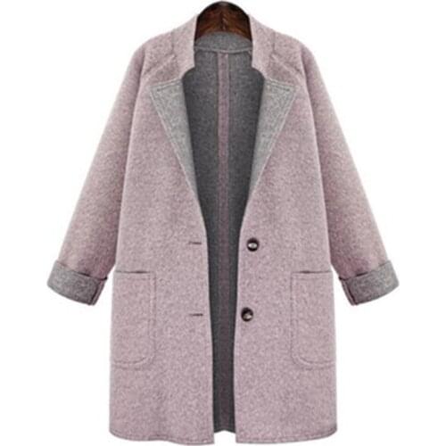 Large Size Wool Coat Blended Womens Woolen Coat Spring Autumn winter Single-breasted Loose Casual Female Jacket Outwear 4XL A58