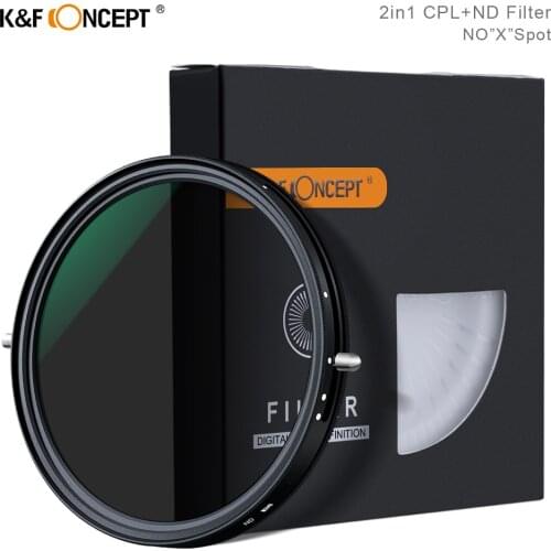 K&F Concept 2in1 Fader Variable ND Filter+CPL Circular Polarizing Filter 67mm 72mm 77mm 82mm NO"X"Spot for Camera Lens Filter