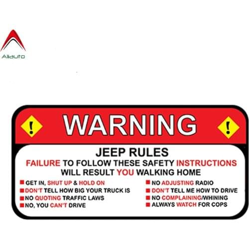 Aliauto Warning Car Stickers Jeep Rules Vinyl Decal Wrangler Sahara Funny Waterproof Automobiles Motorcycles Styling,13cm*6cm