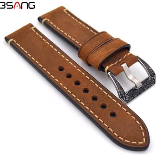 Vintage brown Watch accessories Italian cow Leather Watch band 20mm 22mm 24mm 26mm Watchbands Men Watch Strap for Panerai