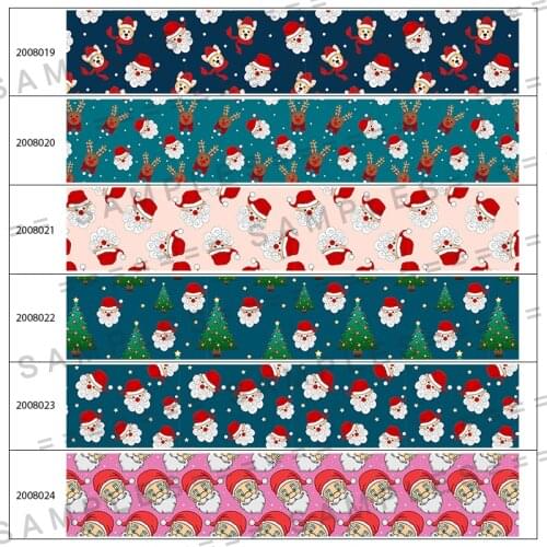 10Yards 25mm/38mm/50mm/75mm Santa Design Christmas Grosgrain/Satin Ribbon Gifts Wrapping Supplies Decor For Home 200801 200802