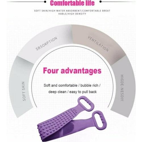 Bath Shower Silicone Body Brush Bath Belt Exfoliating Belt Home Brush Bath Adult And Shower Artif Home Back Q7S3