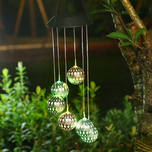 LED Solar Lights Color Changing Power Wind Chime Crystal Ball Waterproof Hanging Outdoor Light for Patio Yard Garden Decoration