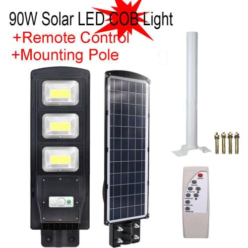 90W COB Solar Street Light LED Outdoor IP67 Dusk-to-Dawn ABS Area Road Spotlight