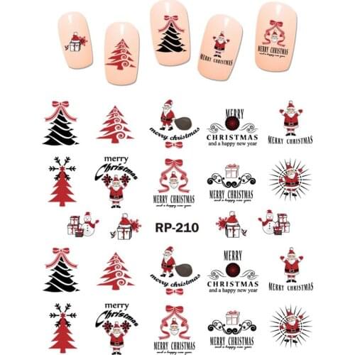 UPRETTEGO NAIL ART BEAUTY NAIL STICKER WATER DECAL SLIDER CARTOON CHRISTMAS XMAS SNOW FLAKES PINE TREE SANTA RP05-210