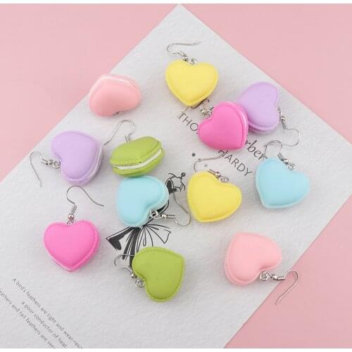Korean Fashion Love Heart Shaped Soft Polymer Clay Hanging Earrings For Women 2021 Trend Candy Macaron Unique Dangle Earrings