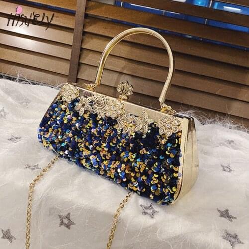 Ladies Evening Bag 2021 Handbag Metal Bag Sequin Chain Messenger Bag Dinner Bag Fashion Cheongsam Ladies Handbag Dinner