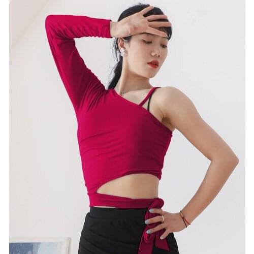 Female Adult Latin Dance Costumes Summer One-Shoulder Sleeveless Practice Clothes National Standard Latin Dance Clothes DN8935