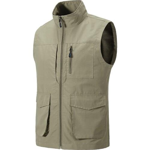 Spring Summer Sleeveless Vest Men Breathable Waistcoat Multipockets Vest Jacket Men Outdoor Fishing Photography Vest Travel 6XL
