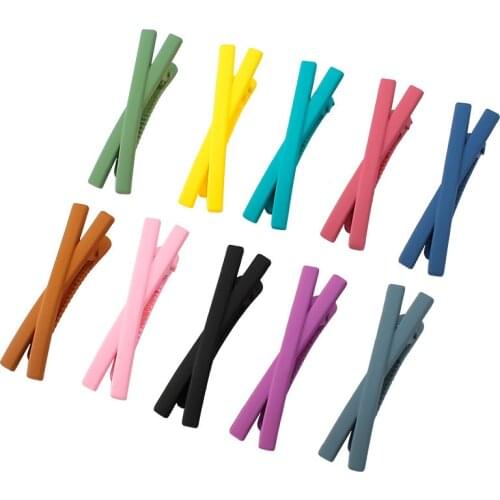 1PCS Color Candy Hair Clips Alloy Girls Hairpin Cross Clamp Bangs Clips For Women Fashion Hairclips Cute Sweet Hair Accessories