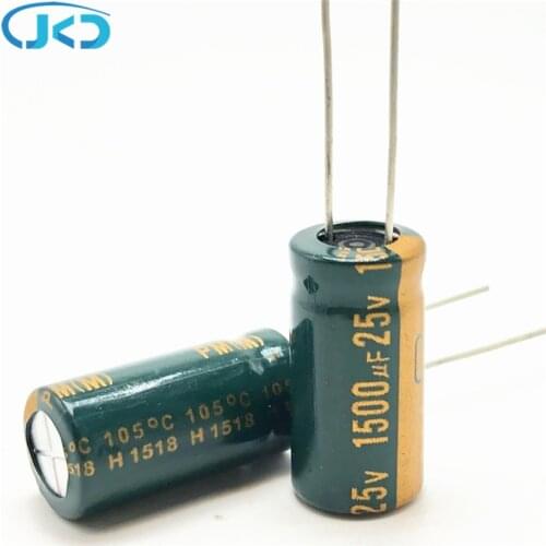 10pcs/lot 25V 1500UF 10*20mm high frequency low impedance aluminum electrolytic capacitor 1500uf 25v 20