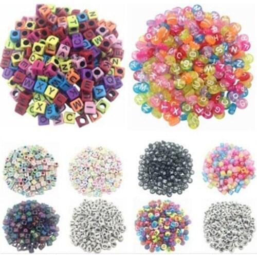 100 Pcs/Set Letter Toy Spacer Acrylic Beads Cube Alphabet Letter Bracelet Jewelry Making DIY For Bracelet Necklace Accessories