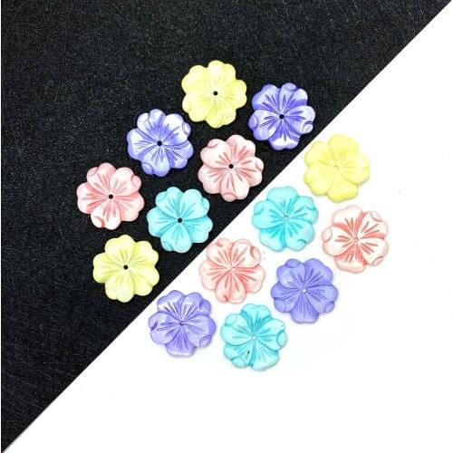 5PCS Natural Dyed Shell Flower Shaped Beads Colorful Used In DIY Jewelry Making Fashion Earrings Necklace Accessories