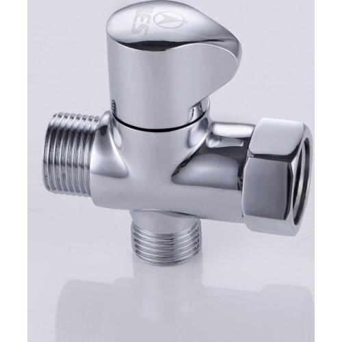 American Standard Chrome Brass 7/8" T-adapter with Shut-off Valve, 3-way Tee Connector for Handheld Bidet 15/16" and 1/2" IPS