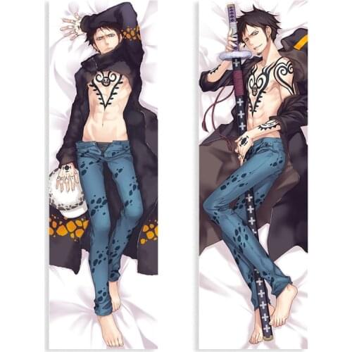Anime ONE PIECE Long 150cm Pillow Case Cosplay Trafalgar Law Cushion Cover Hugging Body Peach Skin Pillowcase fashion Printed