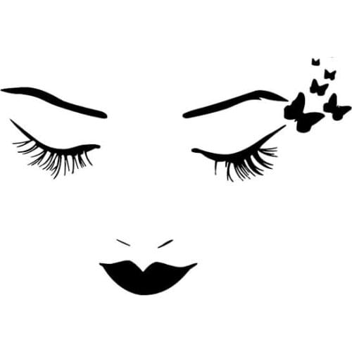 Car Sticker Shy Beautiful Gorgeous Girl Face Fashion Style Auto Accessories Decoration PVC Car Sticker Black/White, 14cm*9cm