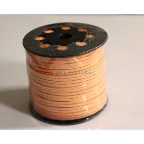 Free Ship 100 Yard 3 mm x 1.5mm Light Orange Flat Faux Suede Leather Cord Lce Leather Cord For DIY Jewelry Marking