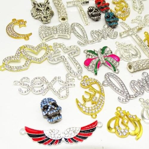 Free Shipping Metal Alloy Rhinestone Crystal Tube heart skull head Mixed styles Stocks Clearance Findings Making