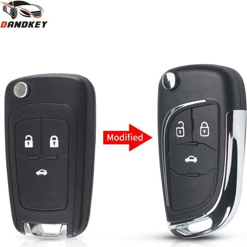 Dandkey Modified Flip Folding HU100 Blade Remote Car Key Case Shell For Chevrolet Cruze Epica Lova Camaro Impala 3 Buttons