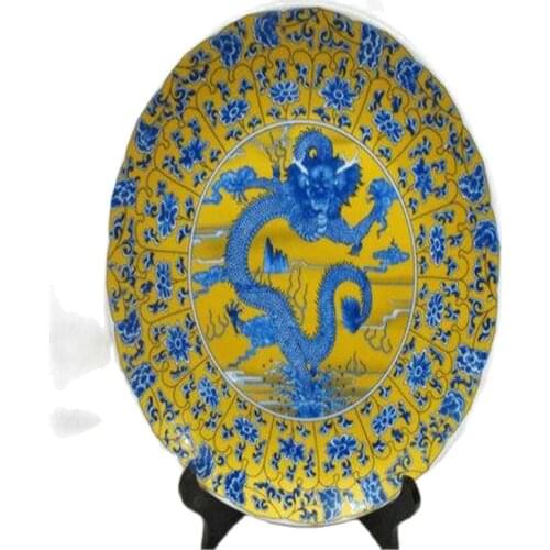 Qing and Ming Dynasties Jingdezhen blue and white porcelain dragon appreciation plate antique plate ornament