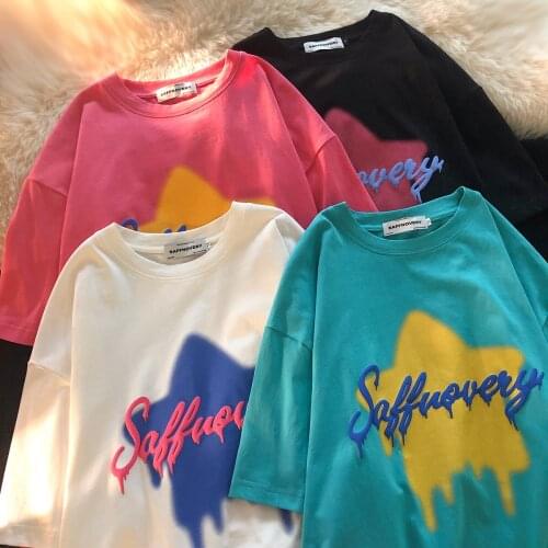 Melting Stars Letters Casual Short Sleeve T-shirt Female 2021 Summer New Cartoon Street Fashion Super T-shirt Semi-sleeved